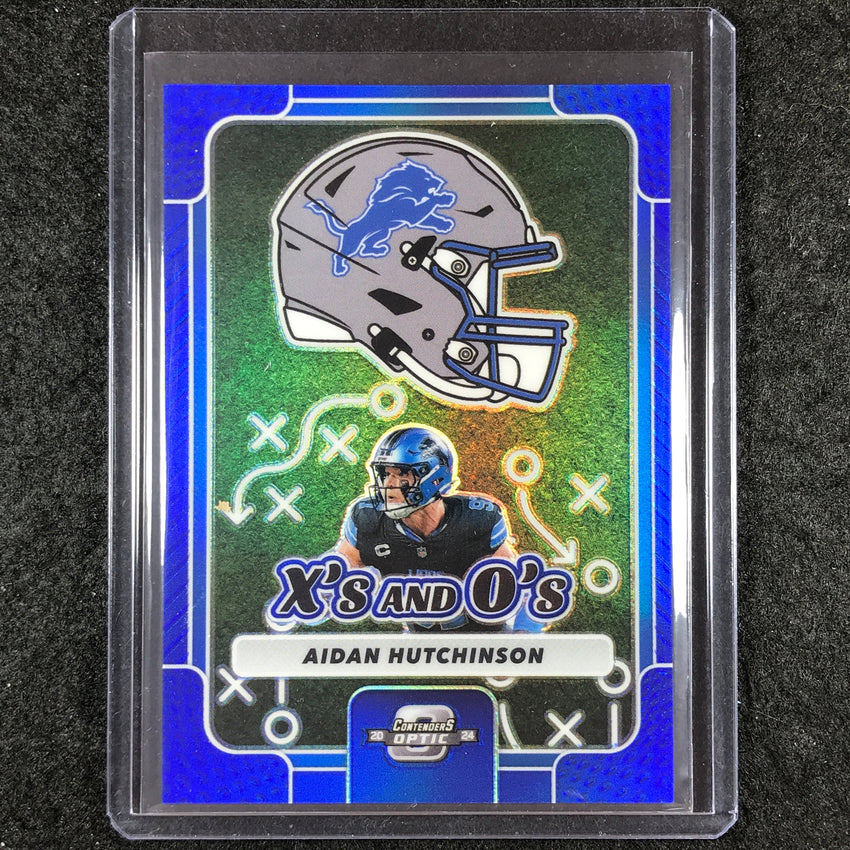 2024 Contenders Optic Football AIDAN HUTCHINSON X's and O's Blue 13/99
