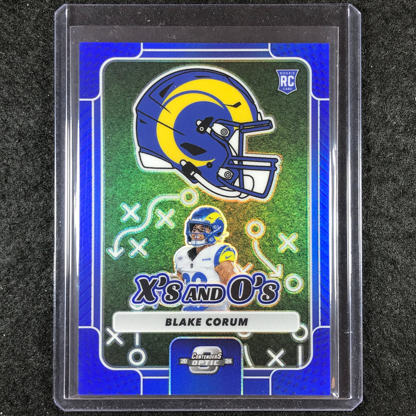 2024 Contenders Optic Football BLAKE CORUM X's and O's Rookie Blue 1/99