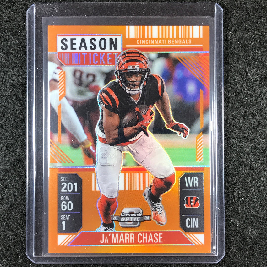 2024 Contenders Optic Football JA'MARR CHASE Season Ticket Orange 46/75 #11