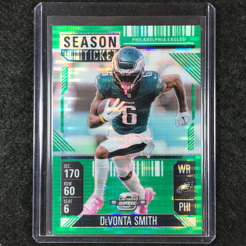 2024 Contenders Optic Football DEVONTA SMITH Season Ticket Green Pulsar 22/49