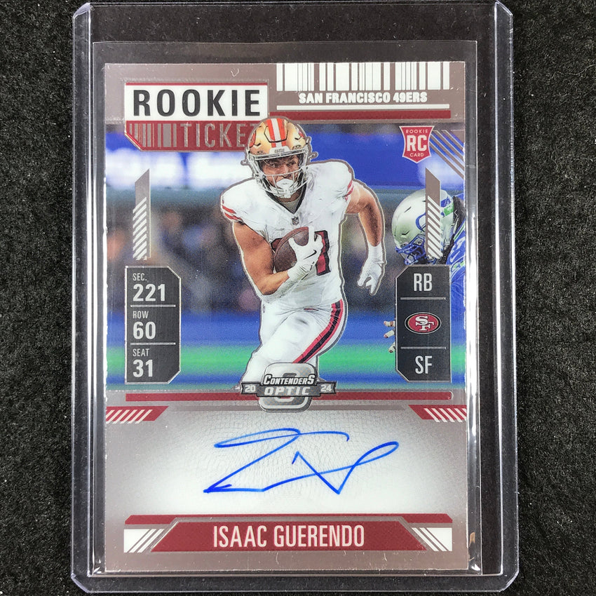 2024 Contenders Optic Football ISAAC GUERENDO RPS Rookie Ticket Auto Base #138