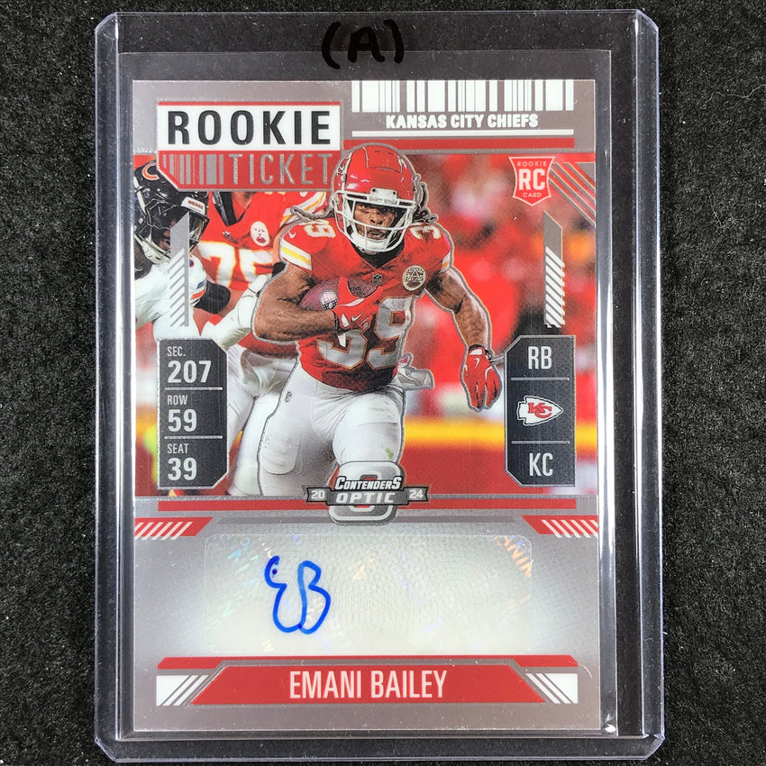 2024 Contenders Optic Football EMANI BAILEY Rookie Ticket Auto Base #177 (A)