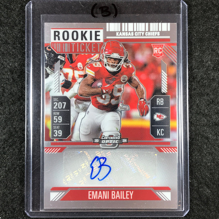 2024 Contenders Optic Football EMANI BAILEY Rookie Ticket Auto Base #177 (B)