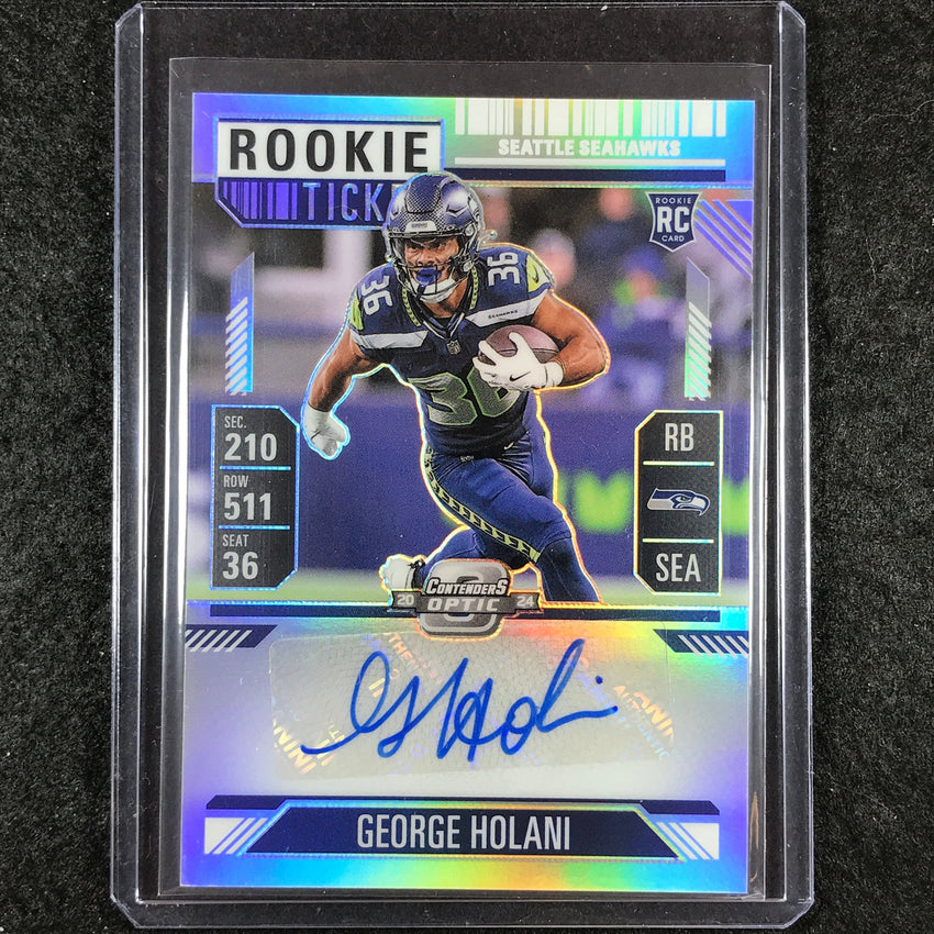 2024 Contenders Optic Football GEORGE HOLANI Rookie Ticket Auto Silver #180