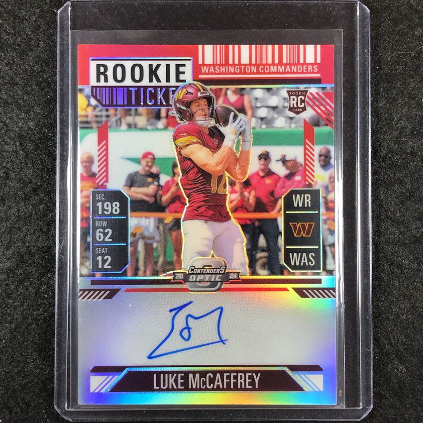 2024 Contenders Optic Football LUKE MCCAFFREY RPS Rookie Ticket Auto Red 62/175