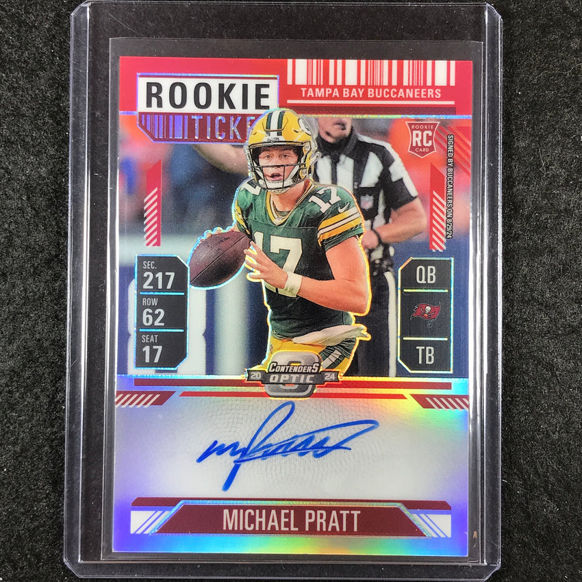 2024 Contenders Optic Football MICHAEL PRATT RPS Rookie Ticket Auto Red 21/175