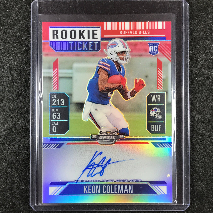 2024 Contenders Optic KEON COLEMAN RPS Rookie Ticket Auto Variation Red 98/99