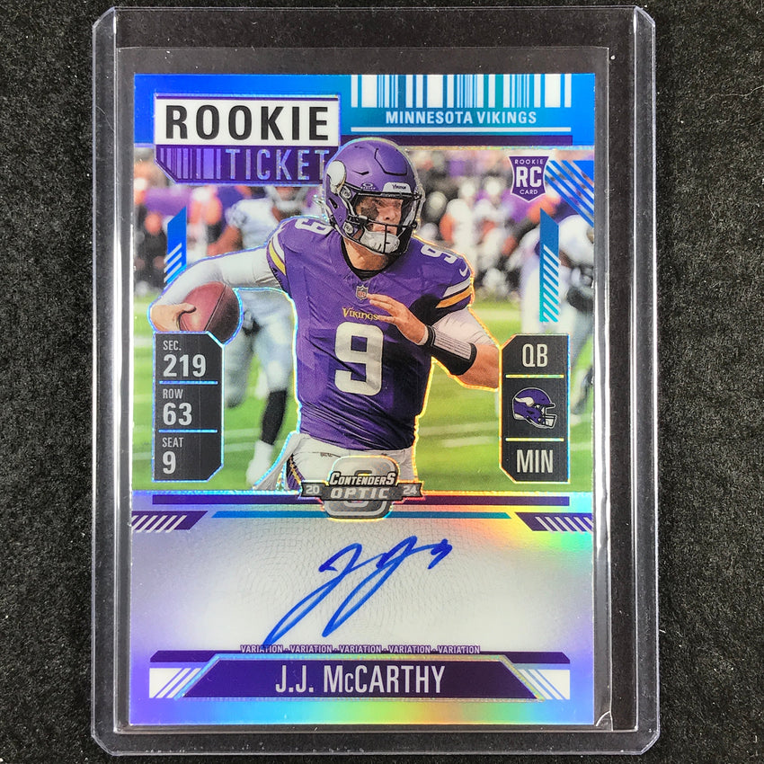 2024 Contenders Optic J.J. MCCARTHY RPS Rookie Ticket Auto Variation Teal 53/75