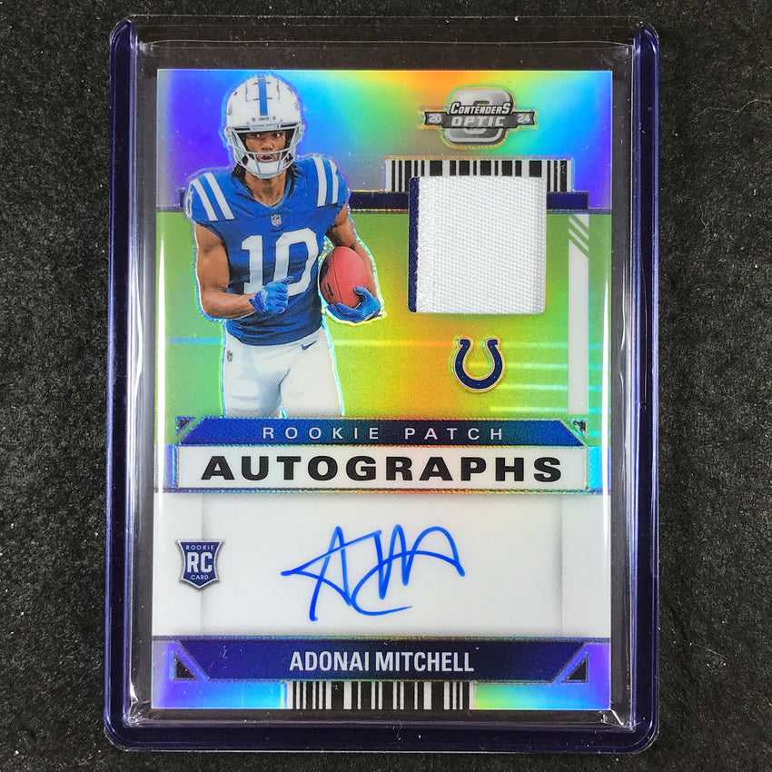 2024 Contenders Optic Football ADONAI MITCHELL Rookie Patch Auto Silver 23/75