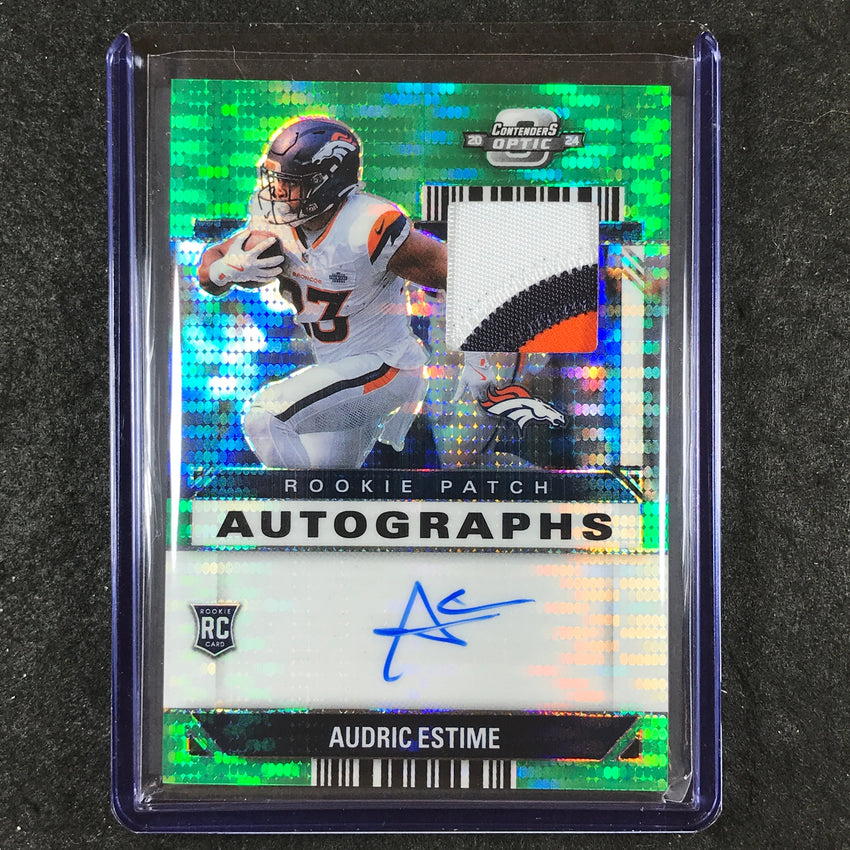 2024 Contenders Optic Football AUDRIC ESTIME Rookie Patch Auto Green 14/15