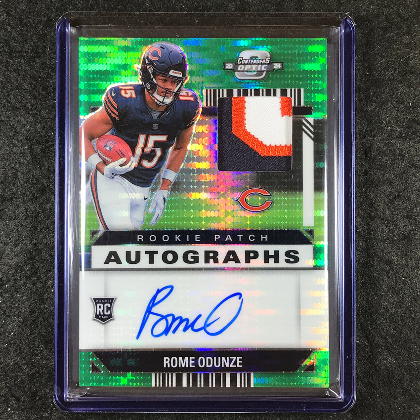 2024 Contenders Optic Football ROME ODUNZE Rookie Patch Auto Green Pulsar 2/15