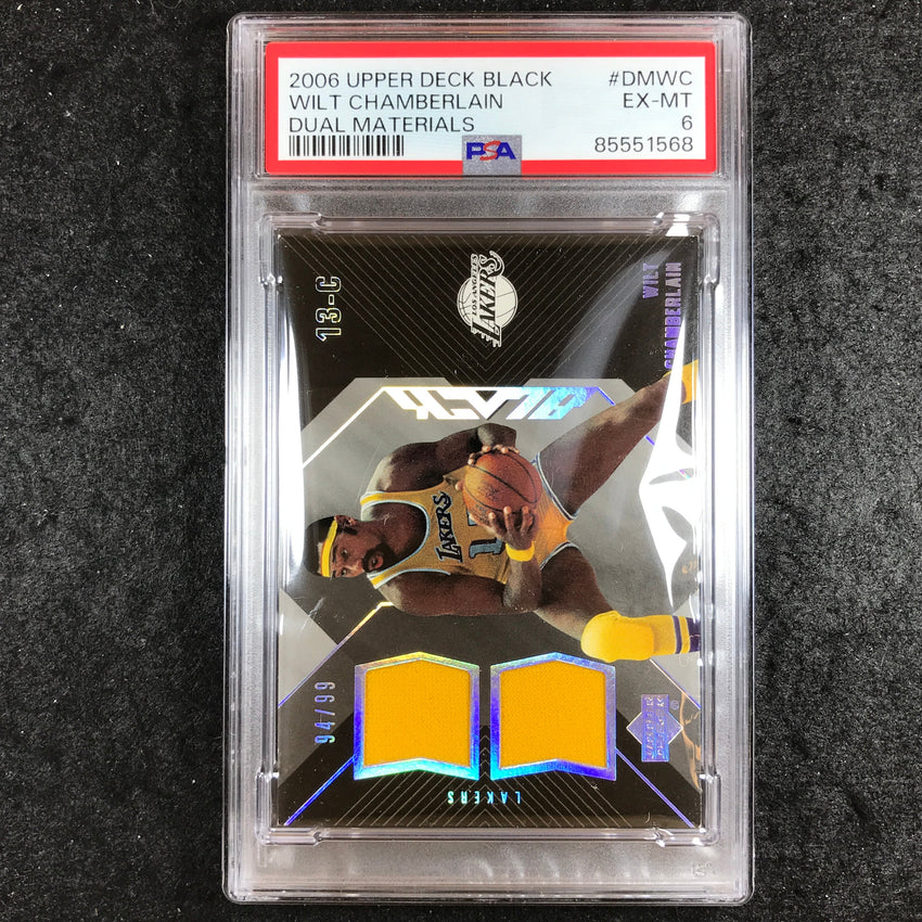 2006 Upper Deck Black WILT CHAMBERLAIN Dual Materials 94/99 #DMWC PSA 6 (568)