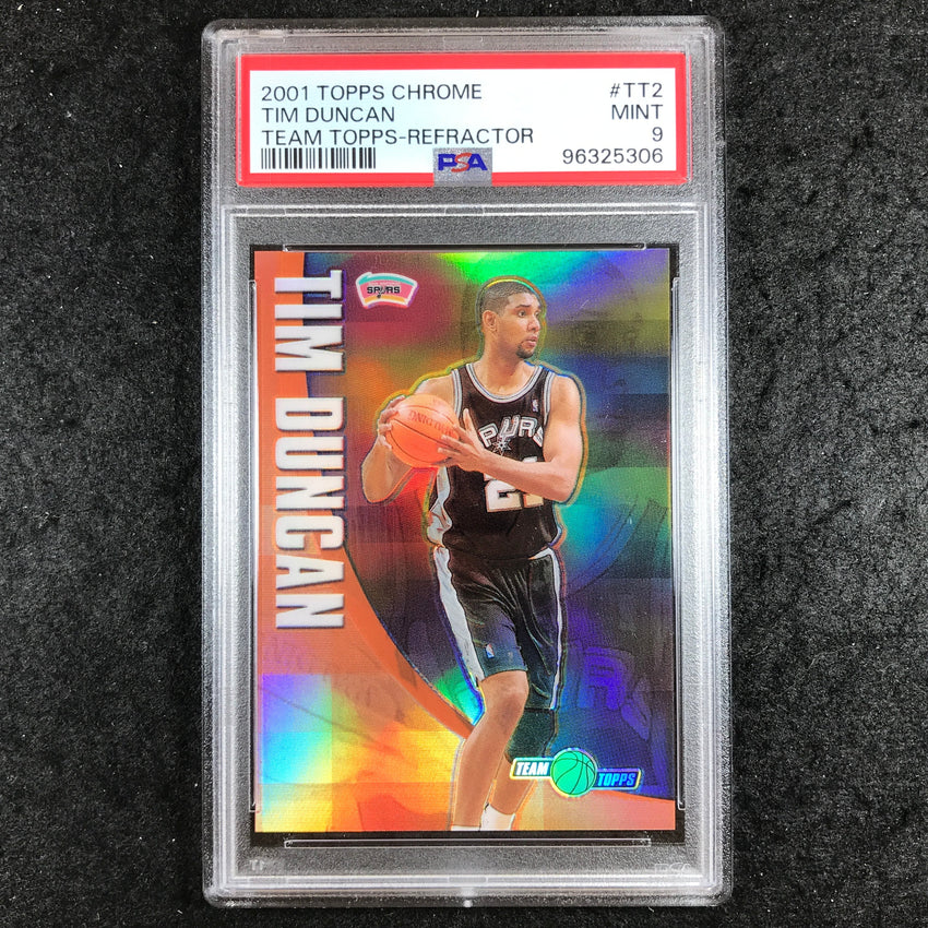 2001 Topps Chrome TIM DUNCAN Team Topps Refractor #TT2 PSA 9 (306)