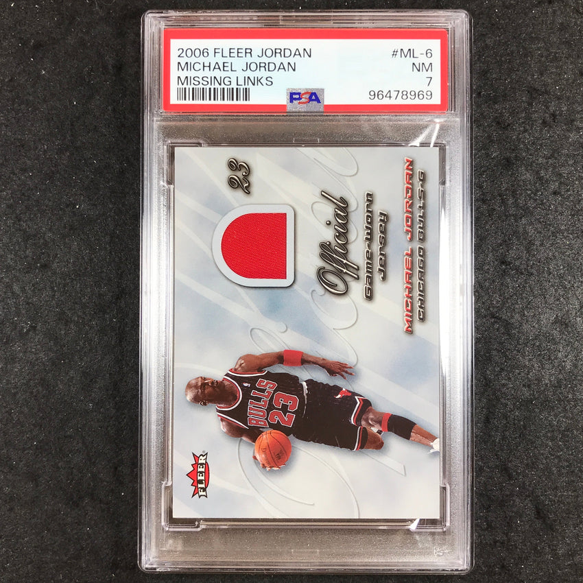 2006 Fleer Jordan MICHAEL JORDAN Missing Links Jersey Relic #ML-6 PSA 7 (969)