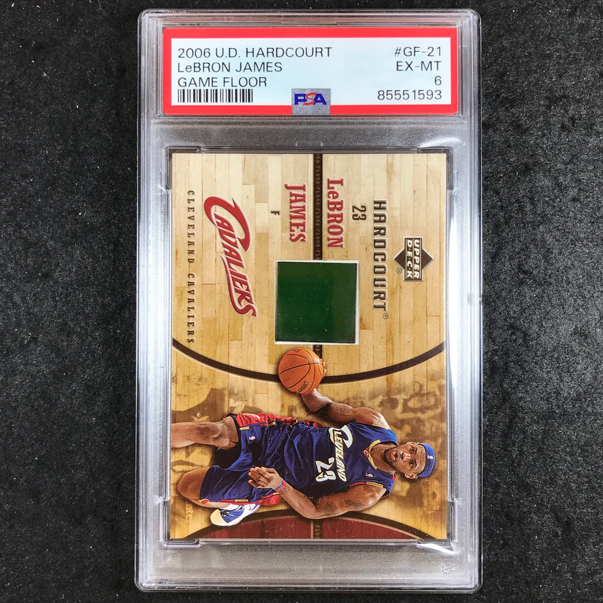 2006 U.D. Hardcourt LEBRON JAMES Game Floor Relic #GF-21 PSA 6 (593)