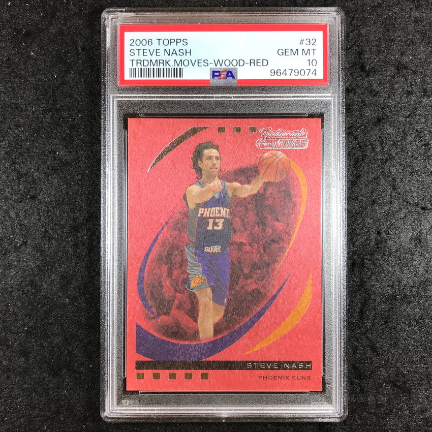 2006 Topps STEVE NASH Trademark Moves Wood Red 22/35 #32 PSA 10 (074)
