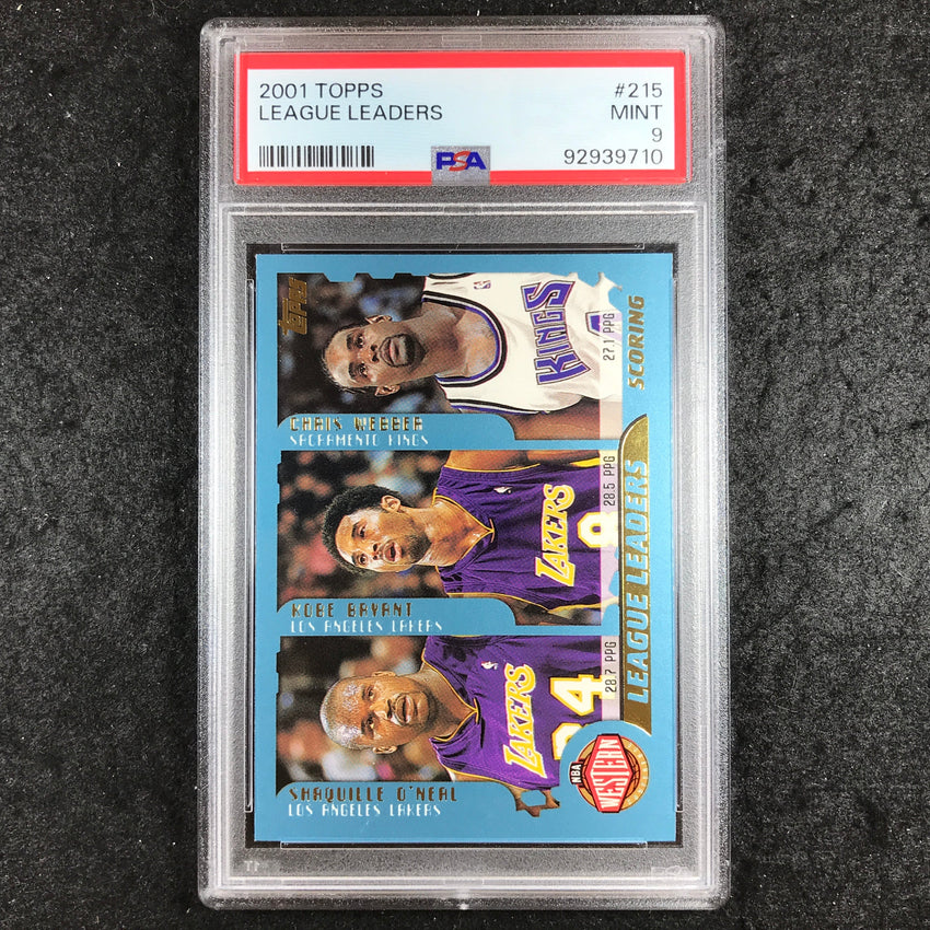 2001 Topps KOBE O'NEAL IVERSON CARTER League Leaders #215 PSA 9 (710)