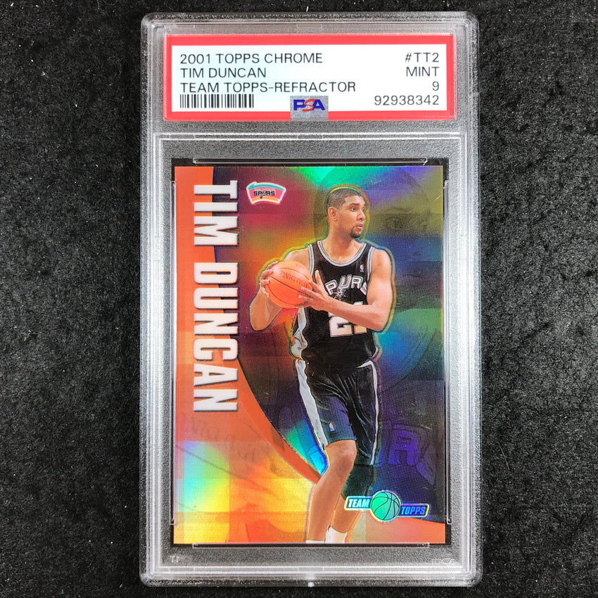 2001 Topps Chrome TIM DUNCAN Team Topps Refractor #TT2 PSA 9 (342)