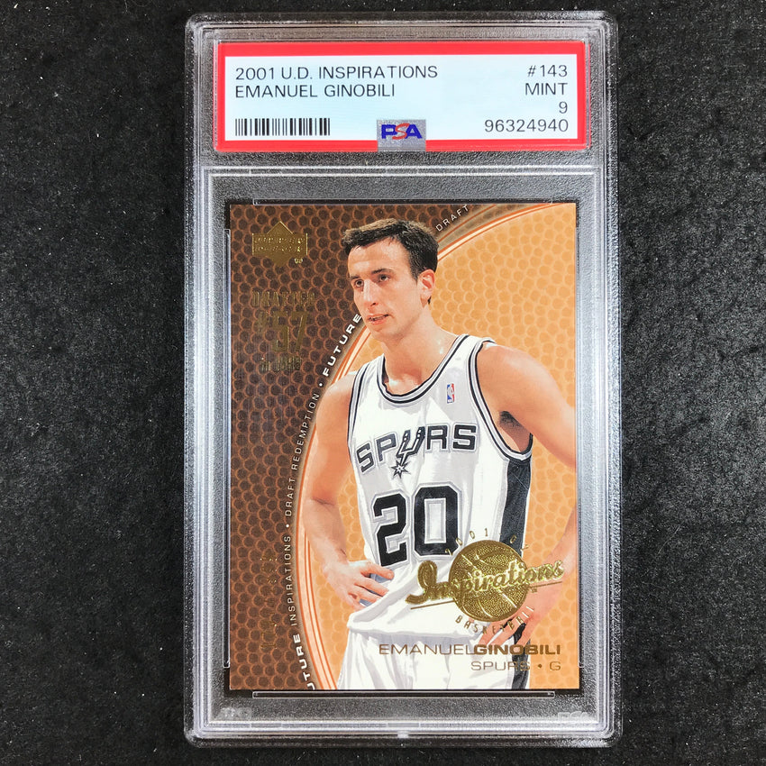 2001 U.D. Inspirations EMANUEL GINOBILI Rookie 1707/2999 #143 PSA 9 (940)