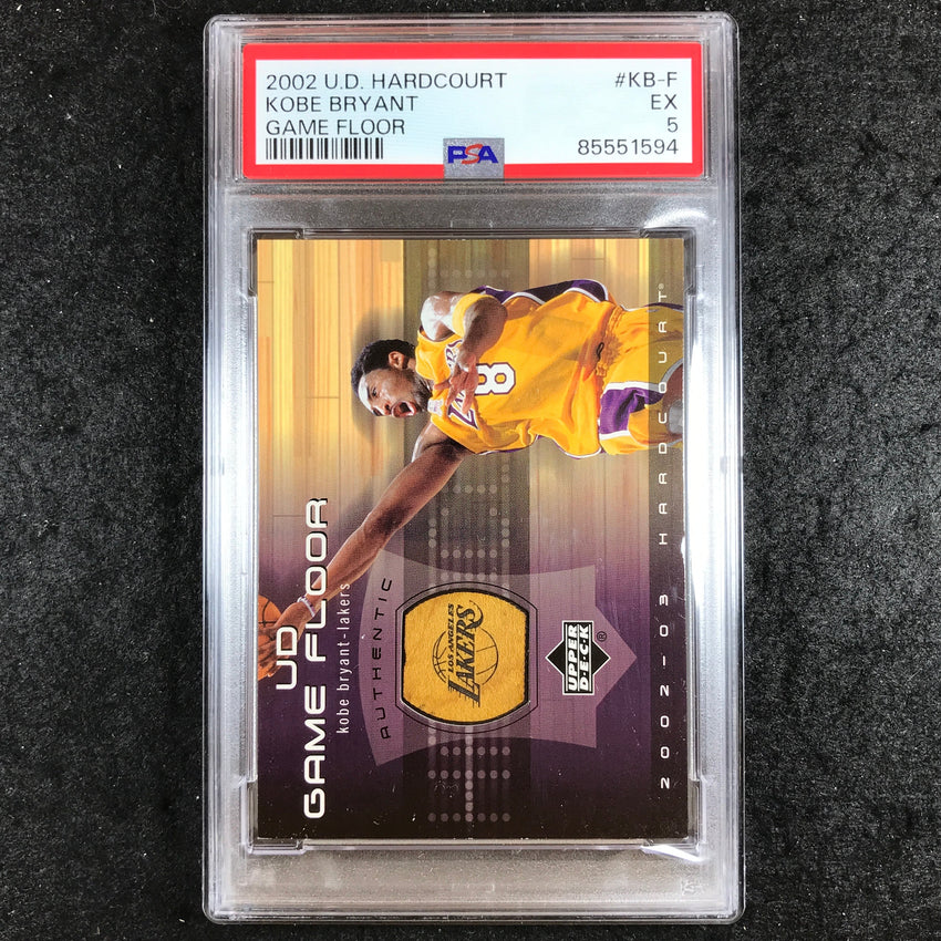 2002 U.D. Hardcourt KOBE BRYANT Game Floor Relic #KB-F PSA 5 (594)