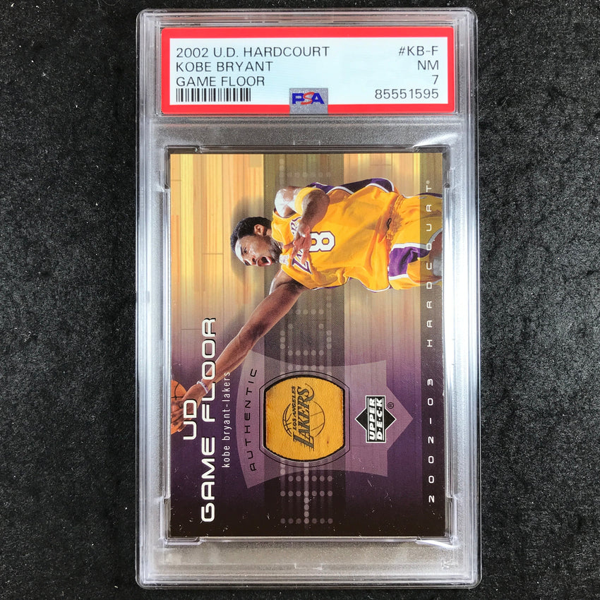 2002 U.D. Hardcourt KOBE BRYANT Game Floor Relic #KB-F PSA 7 (595)
