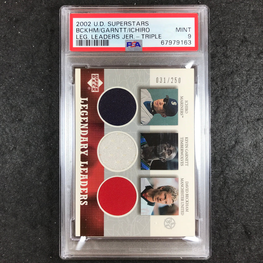2002 U.D. Superstars ICHIRO GARNETT BECKHAM Legendary Jersey 31/250 PSA 9 (163)