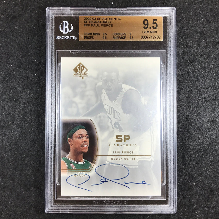 2002-03 SP Authentic PAUL PIERCE SP Signatures Auto #PP BGS 9.5 (702)