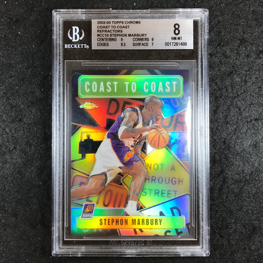 2002-03 Topps Chrome STEPHON MARBURY Coast To Coast Refractor #CC10 BGS 8 (488)