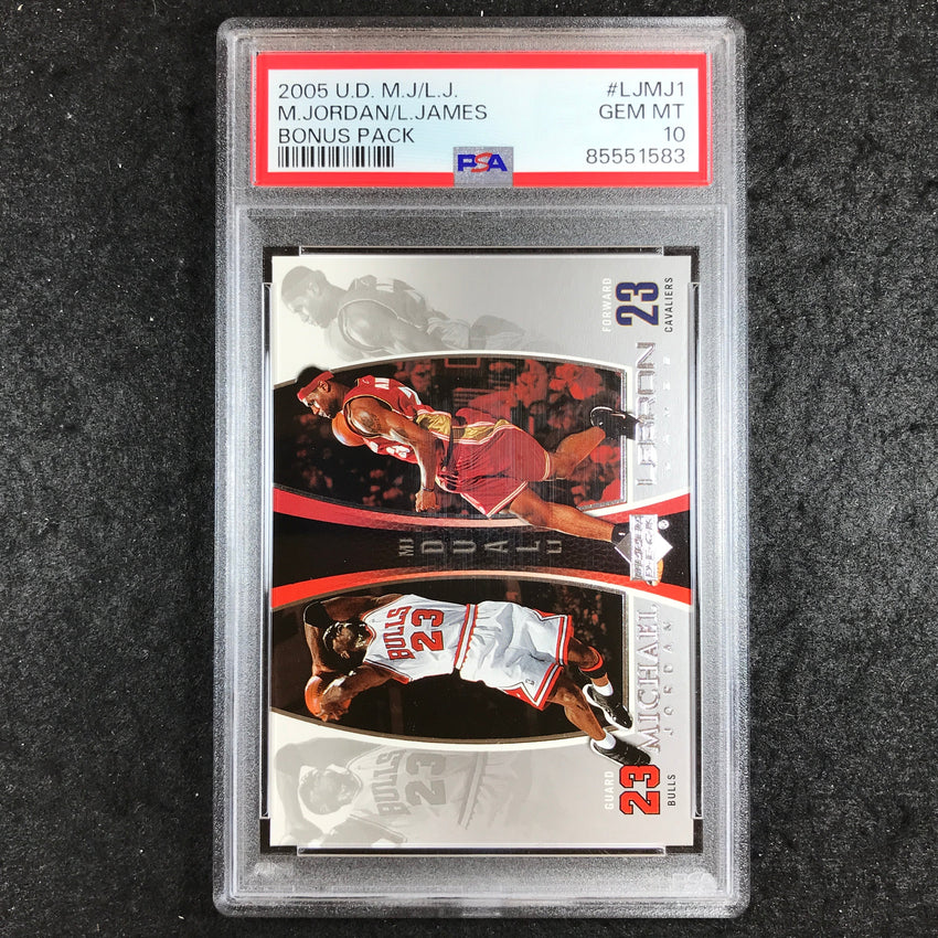 2005 U.D. M.J./L.J. MICHAEL JORDAN LEBRON JAMES Bonus Pack #LJMJ1 PSA 10 (583)