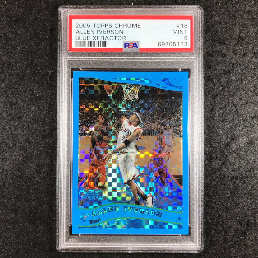 2005 Topps Chrome ALLEN IVERSON Blue Xfractor 49/90 #18 PSA 9 (133)
