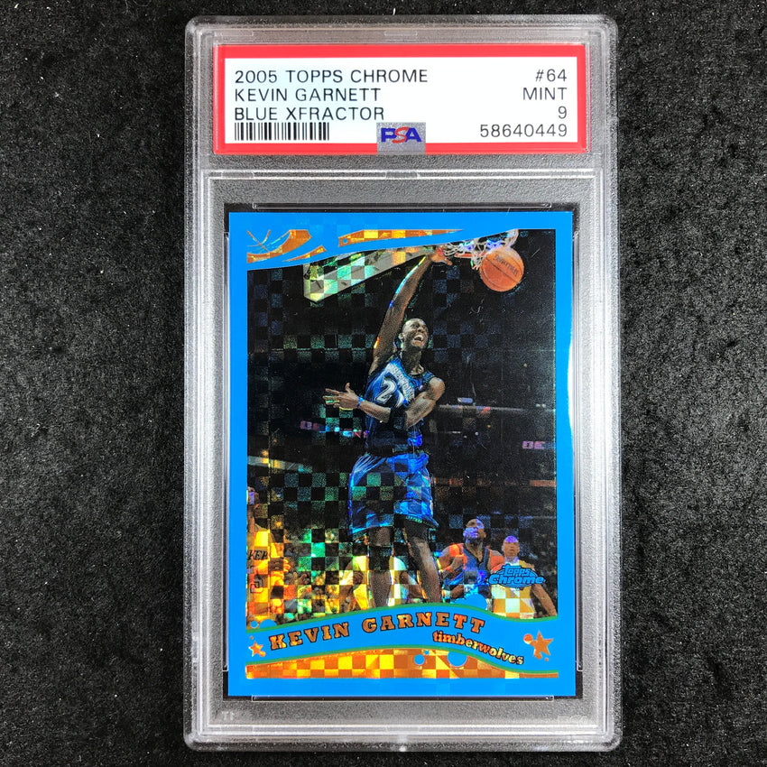 2005 Topps Chrome KEVIN GARNETT Blue Xfractor 7/90 #64 PSA 9 (449)
