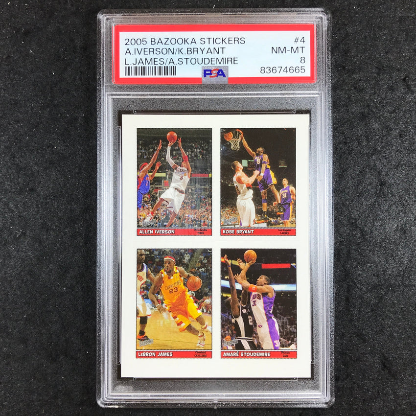 2005 Bazooka Stickers IVERSON KOBE LEBRON STOUDEMIRE #4 PSA 8 (665)