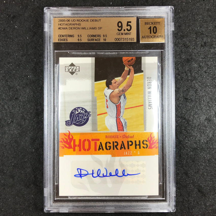 2005-06 UD Rookie Debut DERON WILLIAMS Hotagraphs Auto #DWA BGS 9.5/10 (193)