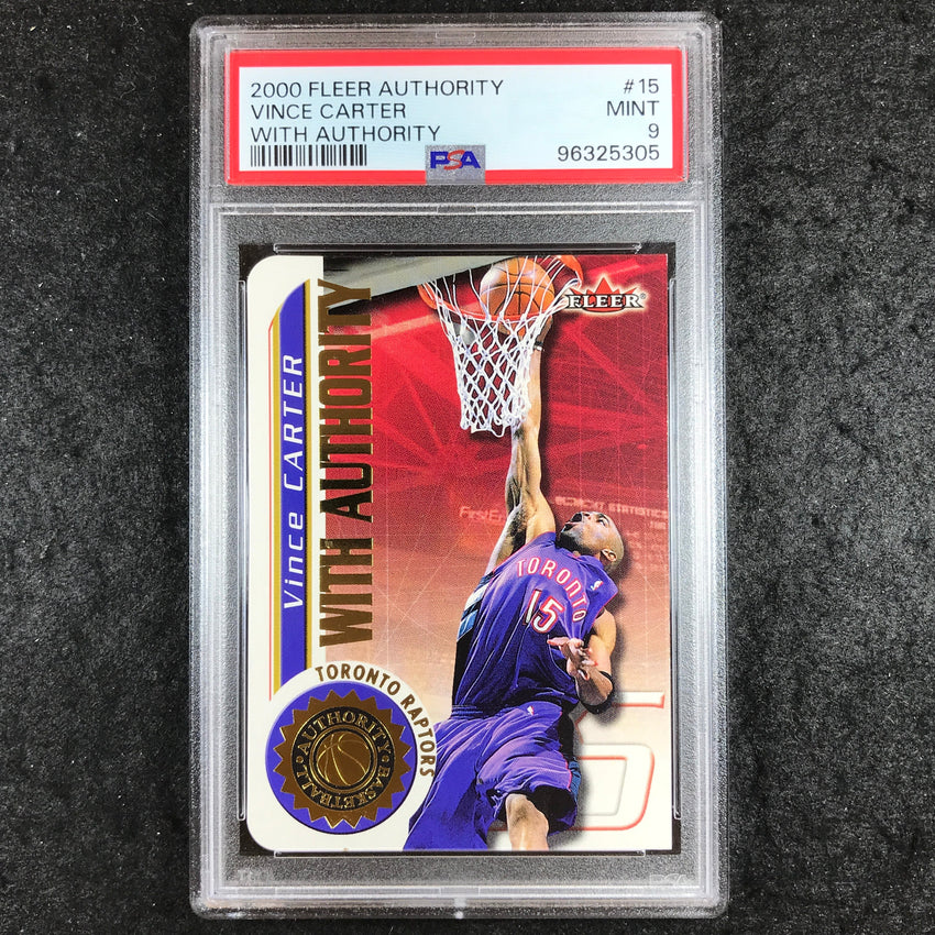 2000 Fleer Authority VINCE CARTER With Authority 327/999 #15 PSA 9 (305)
