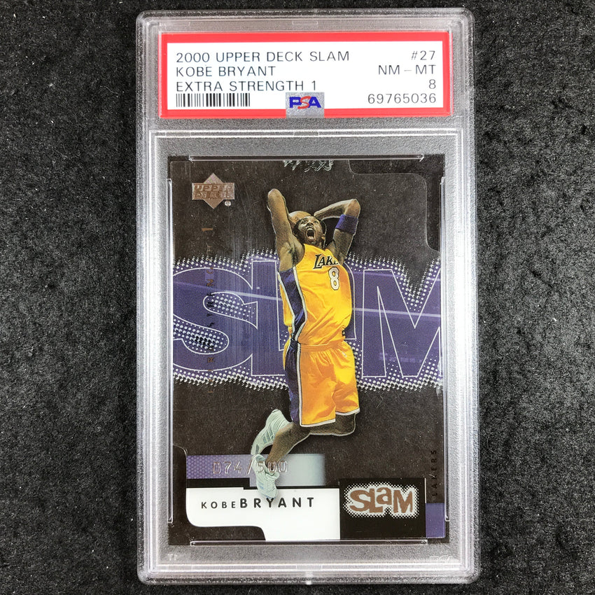 2000 Upper Deck Slam KOBE BRYANT Extra Strength 1 74/500 #27 PSA 8 (036)