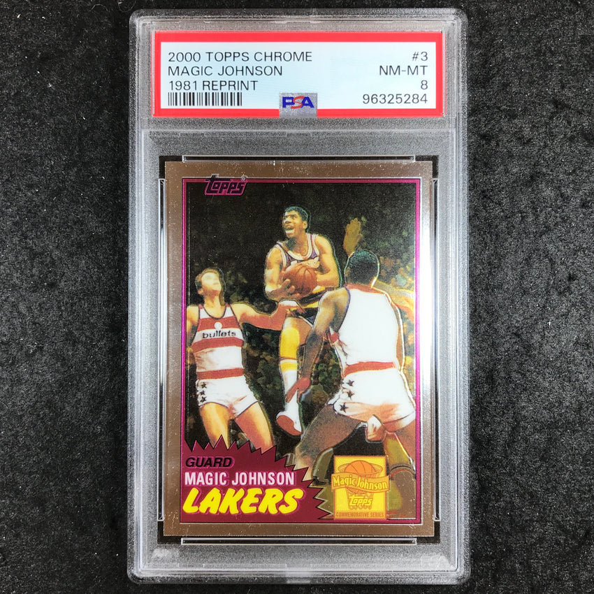 2000 Topps Chrome MAGIC JOHNSON 1981 Reprint #3 PSA 8 (284)