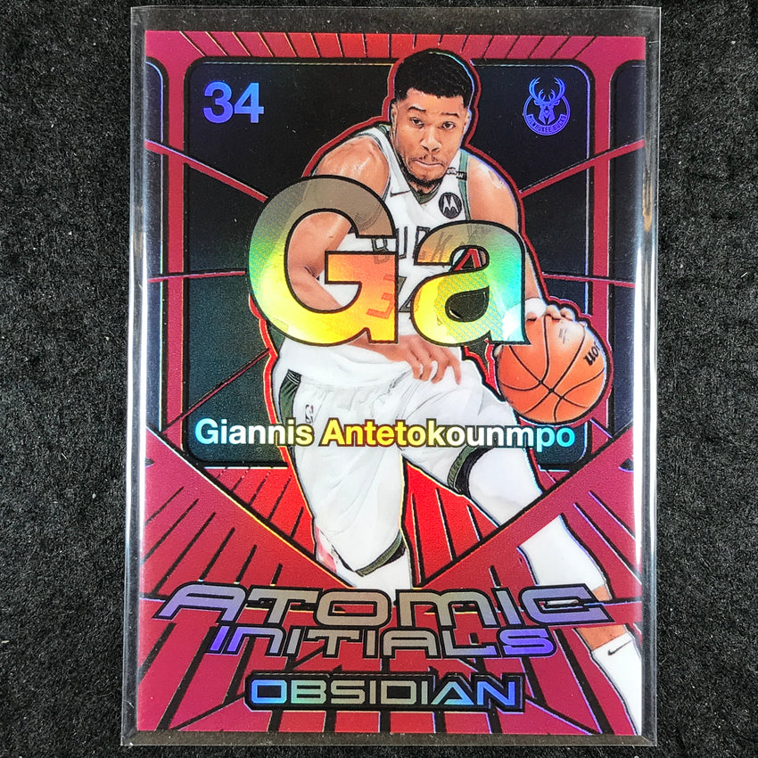 2024-25 Obsidian GIANNIS ANTETOKOUNMPO Atomic Initials Red Flood #12
