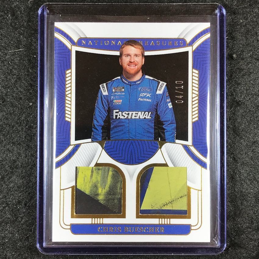 2023 National Treasures CHRIS BUESCHER Dual Race Used Relic 4/10