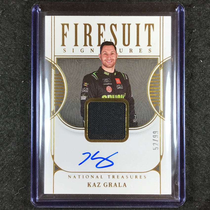 2023 National Treasures KAZ GRALA Firestuit Signatures Relic Auto 52/99