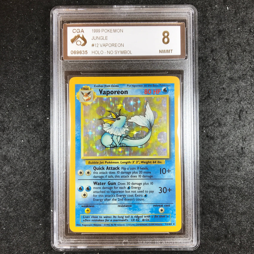 CGA 8 Vaporeon - 12/64 - Holo Rare Jungle NO SYMBOL Error 635