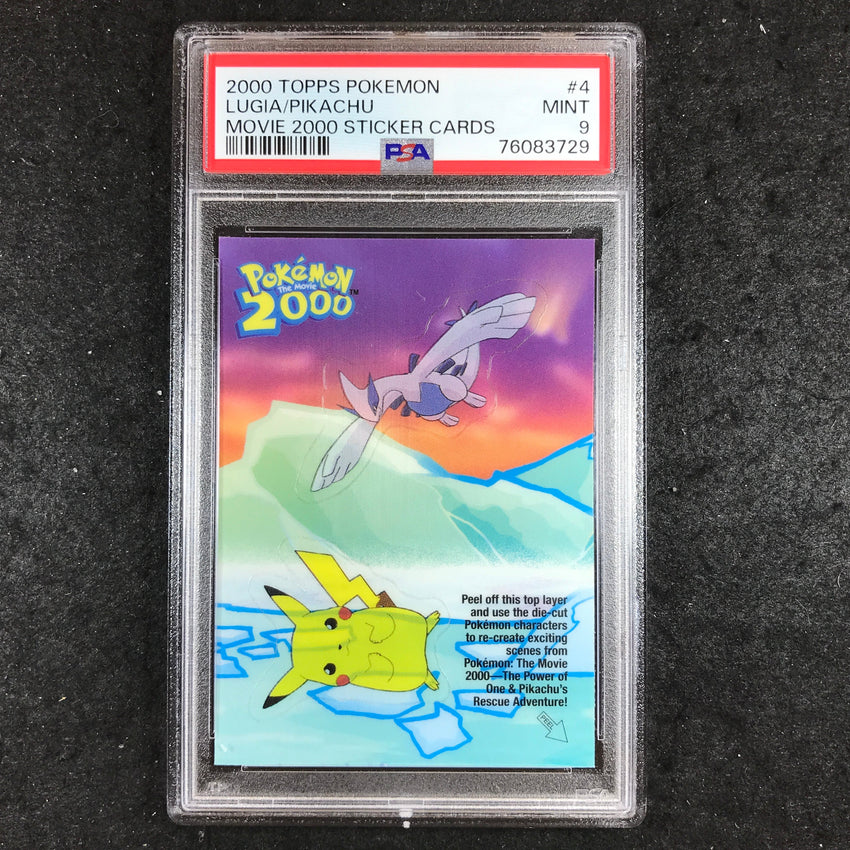 PSA 9 Lugia / Pikachu - #4 - 2000 Topps Pokemon The Movie Sticker Card 729