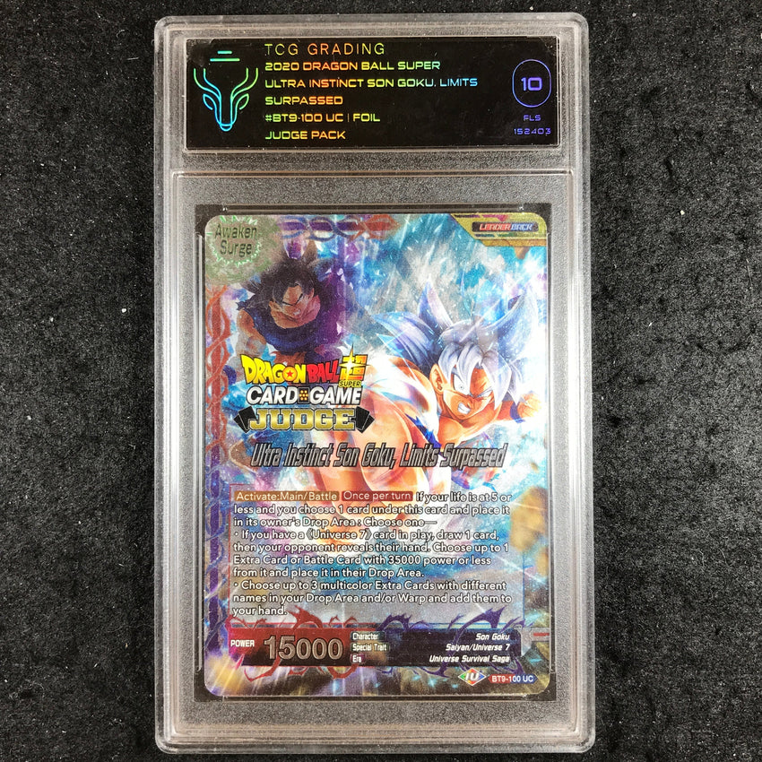 TCG Grading 10 Ultra Instinct Son Goku, Limits Surpassed - BT9-100 - UC Judge Pack Promo 403