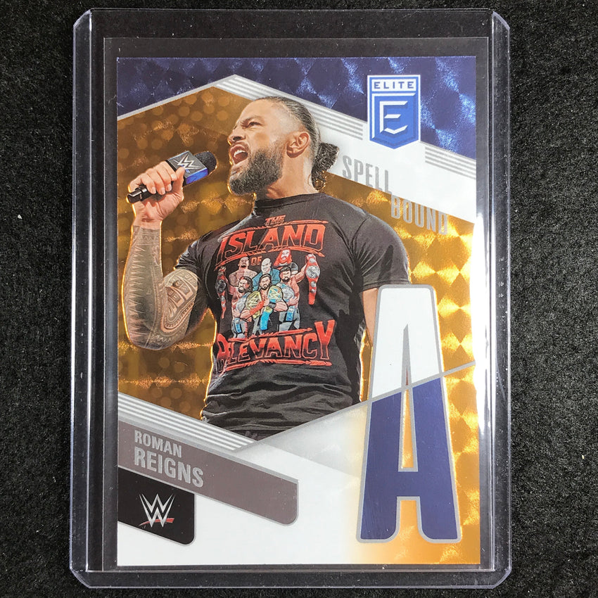 2023 Donruss Elite WWE Roman Reigns A Spell Bound Orange 42/49