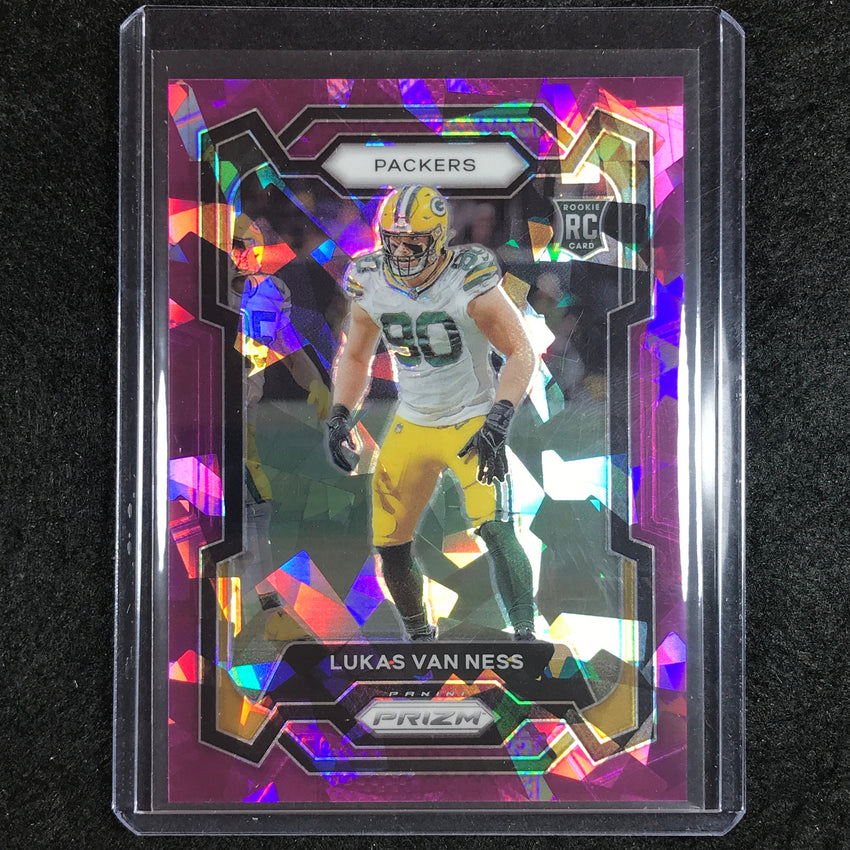 2023 Prizm Football Lukas Van Ness Rookie Base Purple Ice 214/225 #336