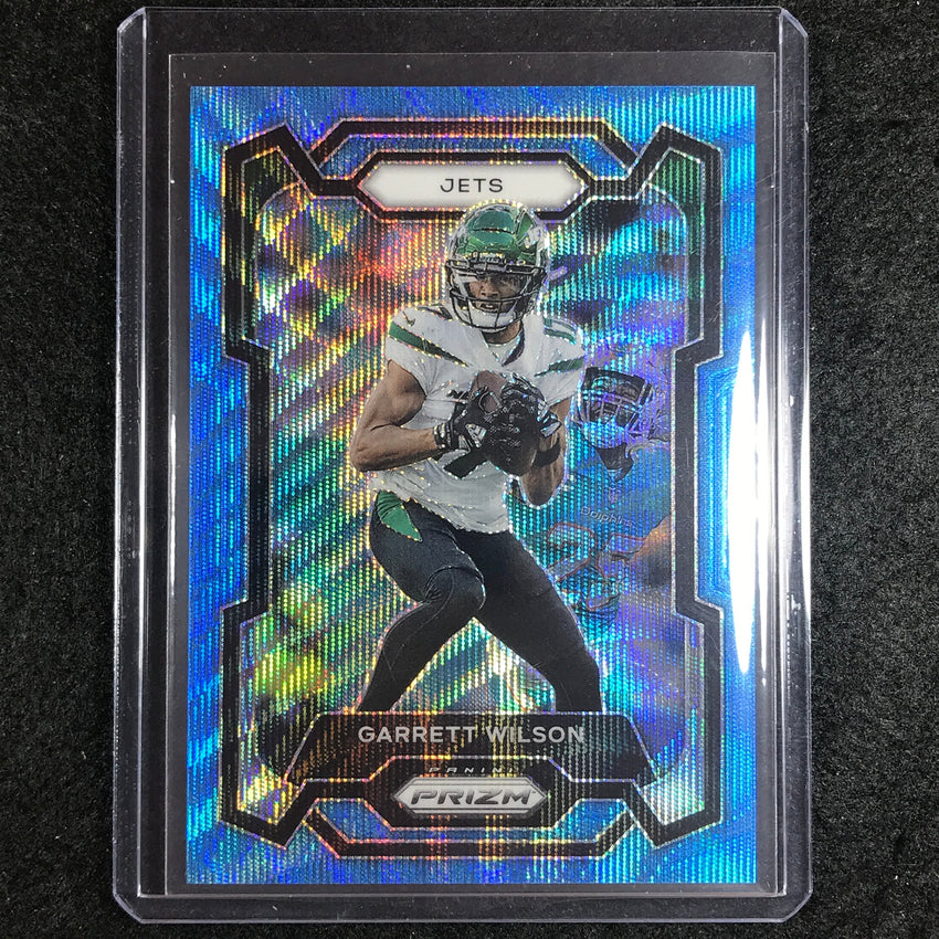 2023 Prizm Football Garrett Wilson Base Blue Wave 137/199 #233