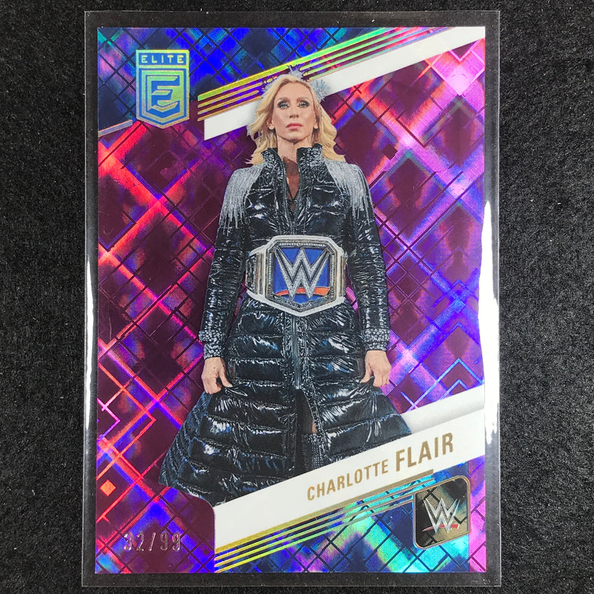2023 Donruss Elite WWE Charlotte Flair Base Purple 32/99 No 46