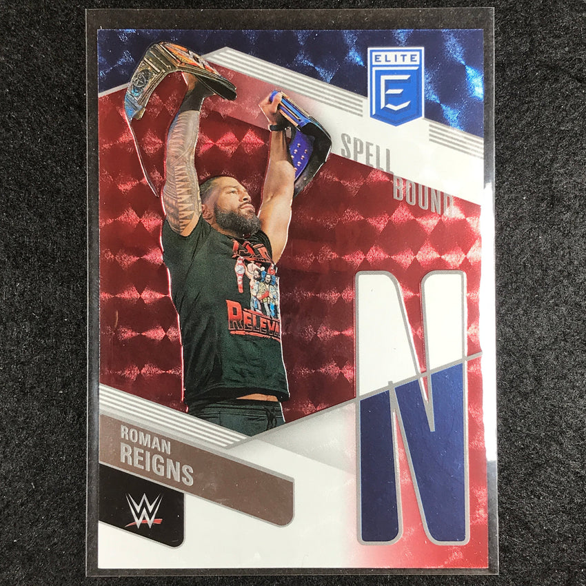 2023 Donruss Elite WWE Roman Reigns N Spell Bound Red 68/99