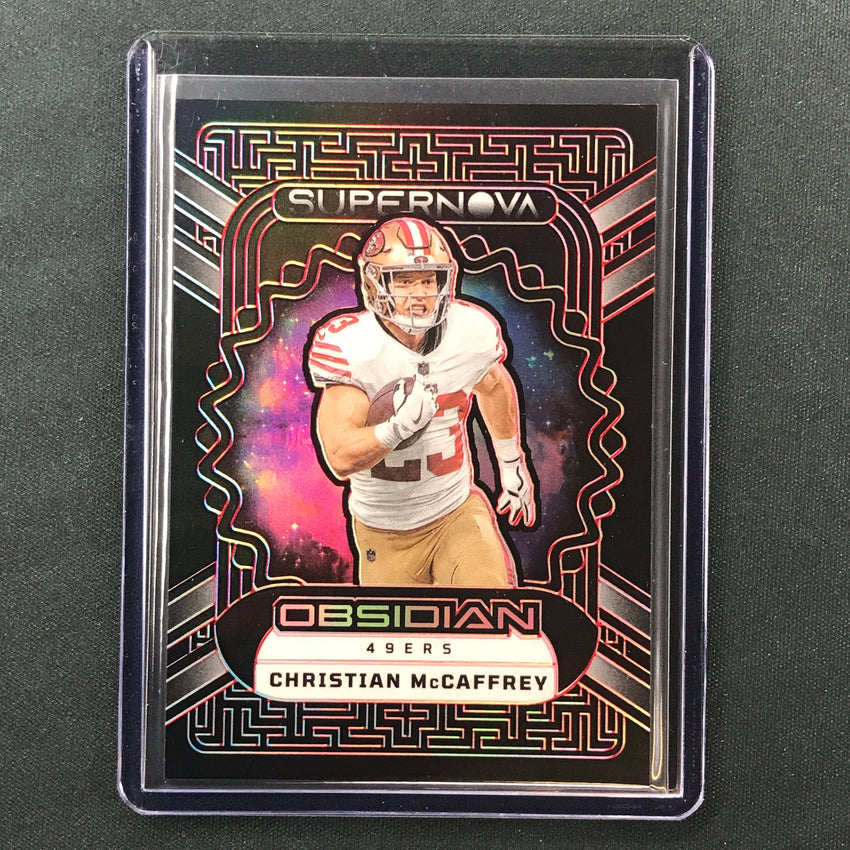 2023 Obsidian Football CHRISTIAN MCCAFFREY Supernova Red Electric Etch 1/10