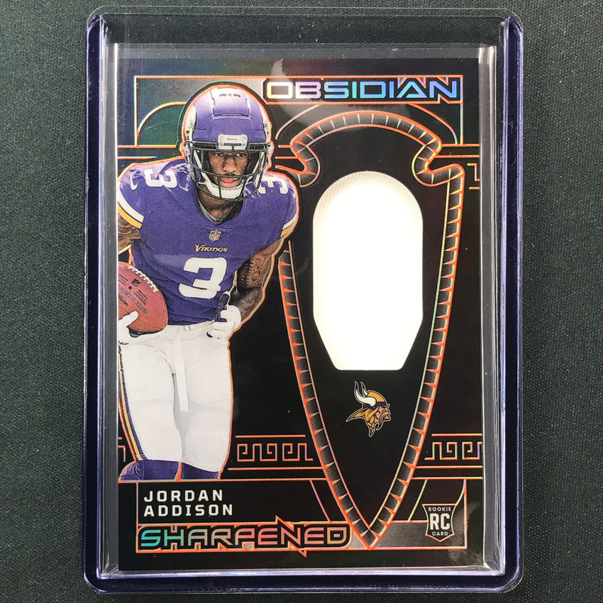 2023 Obsidian Football JORDAN ADDISON Sharpened Rookie Jersey Orange 43/49