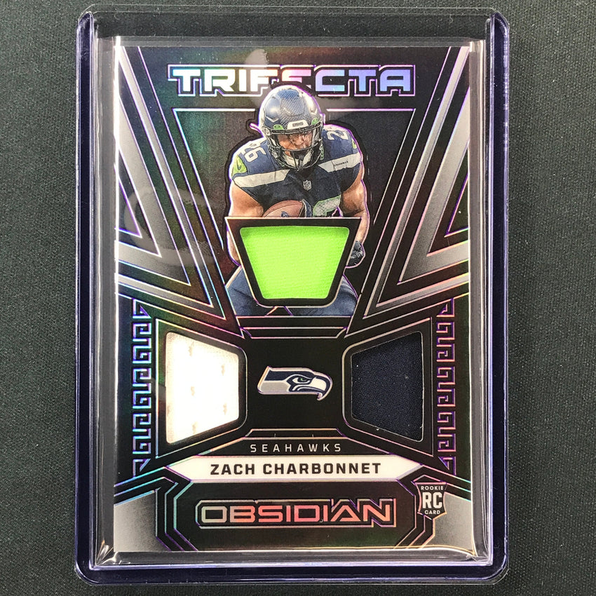 2023 Obsidian Football ZACH CHARBONNET Trifecta Rookie Jersey Purple 31/75